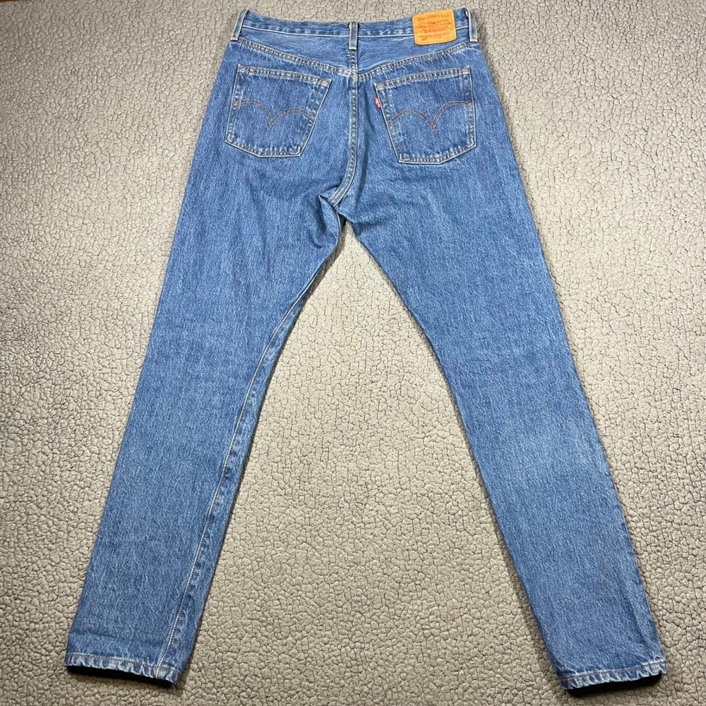 Levis‎ Premium 501 Skinny Jeans Mens 28 Blue Medium Wash Big E Button Fly Poland - Picture 4 of 16